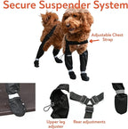 Waterproof Dog Suspender Boots with AirTag Compatible Pocket, Anti-Slip Reflective Dog Shoes, Adjustable Stay-On Paw Protector for Small Medium Large Dogs, Outdoor Walking Rain Snow (Black, M)
