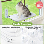 Zoratoo 2PC Cat Window Perch, Foldable & Cordless with Metal Frame, M Gray | 2-in-1 Reversible Cover, Removable for Machine Wash, Stable Window Resting Seat with Large Suction Cups for Indoor Cats