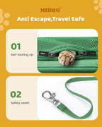 MIDOG Cat Carrier Soft for Small-Medium Cats Up to 15lbs, Airline Approved | Expandable Square Design,Comfort & Breathable Window,Equipped with anti-slip lock zippers and an internal safety leash