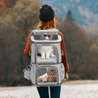HOVONO Double-Compartment Cat Backpack Carrier for Mulit-Cat Families | Extra Large Pet Backpack Carrier for 2 Cats with Removable Divider and Breathable Mesh Windows for Hiking/Camping/Vet Visits