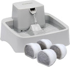 PetSafe Oasys Pet Fountain, 1/2 Gallon, Cats & Small Dogs, 4-Pack Filters | Adjustable Flow Control, Open Bowl, Whisker-Friendly Tray, Replaceable Carbon & Foam Filters Included