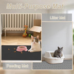 XXL Silicone Cat Litter Mat, 40"x30"(100cmx75cm) Extra Litter Box Mat for Floors, Non-Slip Litter Trapping Mat to Prevent Tracking, Easy to Clean Kitty Litter Catcher Mat, Durable, Dark Gray