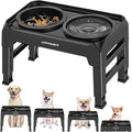 URPOWER Raised Dog Bowls 4 Height Adjustable Elevated Bowl Stand | Stainless Steel Water Bowl Non-Slip Dog Food Bowls Stand for Small Medium Large Dogs and Pets