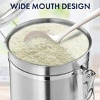 ENLOY 165oz Stainless Steel Airtight Canister for Kitchen, Large Flour Coffee Bean Tea Cereal Sugar Cookie Metal Food Storage Canisters with Clear Lid and Sturdy Locking Clamp (7.7 * 7.7 * 8.4in)