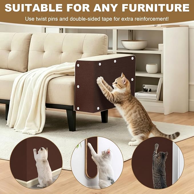78.7"x15.8" Cat Scratching Mat Self Adhesive Furniture Protector Trim Fit | Stop Cat Scratching Furniture With Thick Felt Protector, Strong Adhesive, Easy Trim, Protects Couch Sofa Wall Instantly