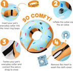 BENCMATE Inflatable Dog Cone Collar Alternative, Soft Dog Cone for Small Medium Large Dogs and Cats, Neck Recovery ECollar Donut Collar After Surgery (Medium+, Donut-Blue)
