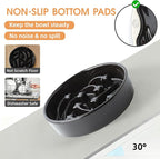 Ceramic Slow Feeder Dog Bowls Large Breed, 2 Cups, 8.3 Inch Black | 2 cups raised maze bowl slows fast eating for medium and large dogs; heavy ceramic, non-slip and dishwasher safe.