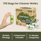 Pogi’s Dog Poop Bags – Leak-Proof & Extra Thick Pet Waste Bags with 2 Holders (Fresh Scent, 50 Rolls, 750-Count)