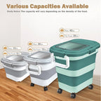 Rice Storage Container, Collapsible Airtight 10-40 Lb Rice Storage Container, 25lb Pet Dog Food Storage Container, Rice Dispenser Bin with Cup and Scoop for Flour Cereal Pasta Grain, Cat Bird