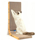 Cardboard Cat Scratcher for Indoor Cats, 26.8 Inch L Shaped Vertical Cat Scratching Board with Ball Cat Toy, Large Cardboard Cat Scratcher Pad