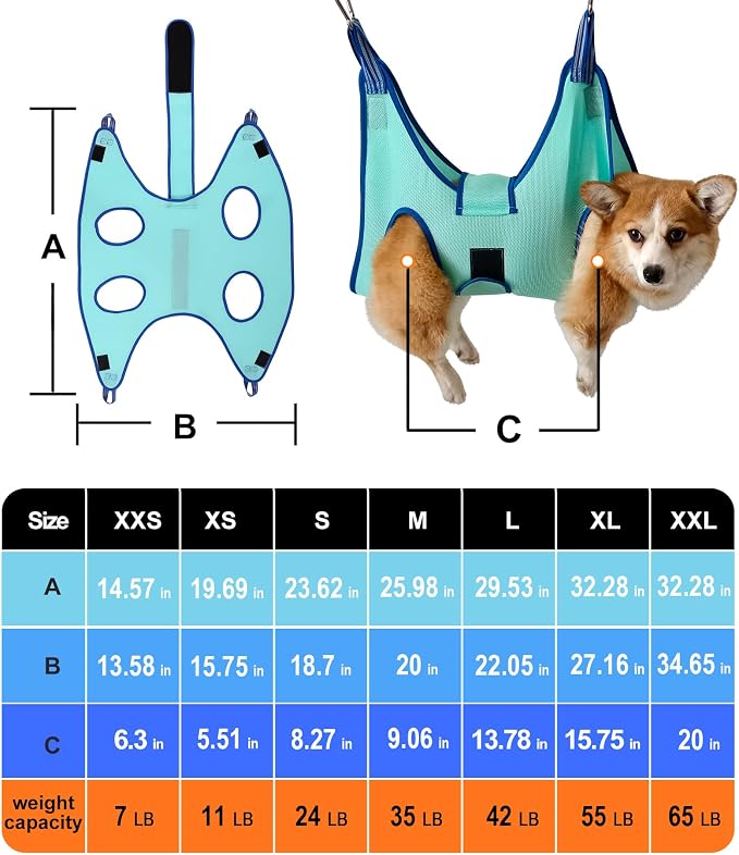 Kkiimatt Dog Grooming Hammock,Medium - Large Hanging Harness Holder for Nail Clipping,Nail Trimming Hammock for Pet,Grooming Sling Hanger Restraint for Claw Care