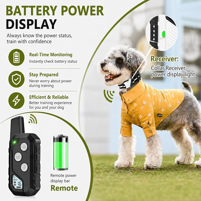 Shock Collar for Dogs, Dog Training Collar with Remote Control for 2 Dogs, 3 Training Modes with Beep, Vibration and Satic, Waterproof, Rechargeable for Large Medium
