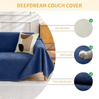 Deep Dream Cat-Scratch Resistant Couch Cover, Waterproof Sofa Cover for 3 Cushion Couch Washable, Pet Friendly Couch Protectors Anti Slip Thickened Love Seat Slipcovers for Dogs Pets,91" x 134",Blue