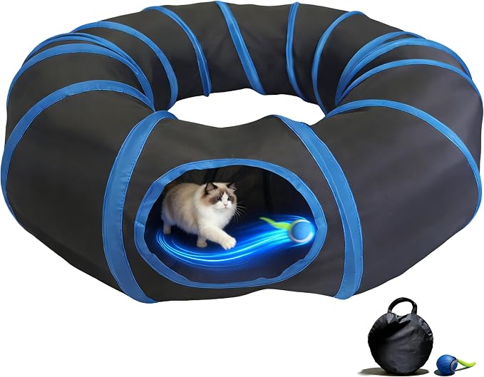 Automatic Cat Toy, Motion Activated Interactive Cat Toy Ball with Cat Tunnel, Hide and Seek Puzzle Game for Indoor Cats Kittens, Interactive Cat Toy to Relieve Boredom