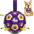 QDAN Dog Balls Toys, Soccer Ball with Straps, Herding Ball Toy, Puppy Toy | 6 Inch Puppy Water Pool Toy, Durable Balls for Dogs for 20-40 lbs Dog, Outdoor Herding Balls for Small Medium Dogs