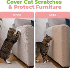 Catify Peel & Stick Cat Scratching Mat - Beige, L:39" | 39" x 15", Self-Adhesive Scratch Carpet, Furniture Protector for Couch, Sofa, Wall & Door, Indoor Kittens & Cats
