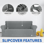 MAXIJIN Stretch Oversized Couch Covers for 3 Cushion Couch (91"-110"), 1-Piece Large Sofa Cover Slipcover Furniture Protector for Kids,Dogs (Extra Large, Diamond Pattern Light Gray)