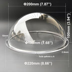 8 Inch 200mm Diameter Clear Crystal Dome Acrylic Cover, Transparent Camera Replacement Plastic Plexi Glass Lens Cap Dustproof Security Camera Dome Cover, Pet Dog Fence Window Skylight Window
