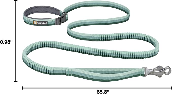 Ruffwear, Roamer Bungee Dog Leash for Running, Biking or Hiking, Can be Used Hand-Held or Hands-Free, River Rock Green, 7.3'-11'