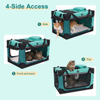 Ownpets Extra Large Cat Carrier for 2 Cats Small Dogs, 24 Inches Collapsible Soft Dog Crate for Car Travel, Portable Pet Carrier with Soft Mat | Foldable, Portable, 4-Doors, 4-Side Mesh Windows, Steel Frame Oxford Cloth, Soft Cushion Mat, Leash, Easy S...