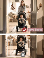 Momcozy Retractable Easy-to-Use Mesh Baby Gate | 33-Inch Tall, Extends to 55-Inch Wide, for Stairs, Doorways, Hallways, for Pet Dogs and Cats, Indoor/Outdoor Baby Gate
