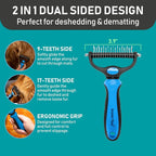 Maxpower Planet Pet Grooming Brush and 2X Grooming Gloves Combo - Double Sided Dematting, Deshedding Undercoat Rake for Dogs and Cats - Reduce Shedding Easily - Blue | Cat & Dual-Sided Rake, Dematting, Adjustable Fit, Machine Washable, Dog Brush for sh...