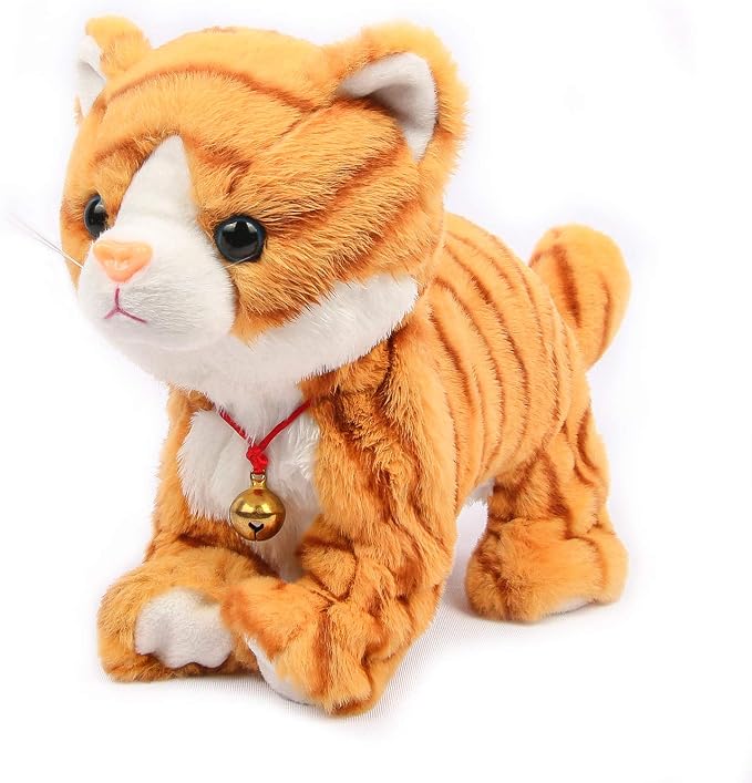 Smalody Interactive Plush Toys, Novelty Sound Control Electronic Cat Electronic Pets Robot Cat Gift for Children (Yellow) | Soft plush electronic cat pet responds to sound & movement. Safe interactive toy bringing realistic fun and joy to kids.