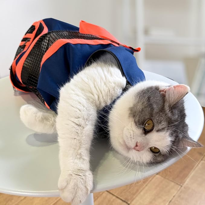 Cinf Cat Restraint Grooming Bag, Anti-Scratch Tool for Nail Trimming | Safe grooming restraint bag controls cat movement for bathing, nail trimming, injections and veterinary examinations