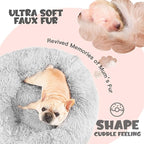 Himax 26in Covered Dog Bed with Blanket Attached Calming Burrow Light Grey | Dog Bed Medium Size dog, Anti-Anxiety Donut dog bed with cover, Washable Round Fluffy Pet& Cat Beds