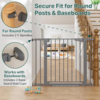 Cumbor 30-40.6" Baby Gate for Stairs and Doorways, Mom's Choice Award Winner, Pressure Mounted Indoor Dog Gate, Easy Walk Through Door, Child Safety Double-Lock, Pet Friendly, Cool Gray