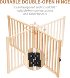 YOCAN Non-Painted Wooden Freestanding Dog Gates for The House,Doorways, Stairs,Wood Dog Fences Indoor Pet Gate,Step Over Fence-3 Panels L:69" H:23"