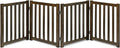 LZRS Wooden Free Standing Dog Gate 80" W x 24" H, Foldable Solid Hardwood Pet Safety Fence for House Doorways, Stairs, Hallways, Step-Over Pet Barrier, No Drill Easy Setup, Walnut