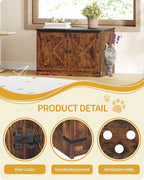 Hzuaneri Cat Litter Box Enclosure, Hidden Litter Box Furniture with Divider | Wooden Cat Cabinet with Removable Dividers, Reversible Entrance Left or Right Side, Cat Washroom, Rustic Brown Black CB84601X