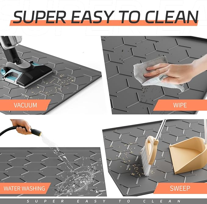 Bulkniu Silicone Cat Litter Mat, 22"x34", Raised Edge Waterproof, Dark Grey | Litter Trapping & Recycling, Easy to Clean, Non-Slip, Durable Safe & Odorless, Paw Friendly