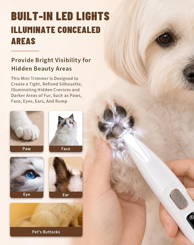 Pet Micro Precision Trimmer, 0.71-Inch Blade, Cordless Paw Clipper | 50dB Quiet Rechargeable Cat Shaver with a 90-Minute Runtime for Dog and Cat Hair Around Paws, Eyes, Ears, Face and Rump Areas