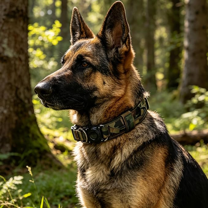 AirTag Dog Collar for Large Dogs Tactical Dog Collar with AirTag Holder | Upgrade Waterproof,Control Handle ,Quick-Release Metal Buckle，1000D Nylon Fabric,Soft-Padded Webbing，Velcro Patch(CAMO,XXL)