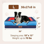 Comfort Expression Orthopedic Dog Beds for Large Sized Dog with Bolster | Waterproof Dog Couch Bed with Washable Cover & Non-Slip Bottom, Supportive Egg Crate Foam Large Pet Bed, 36x27 Inch