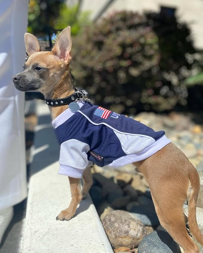 Parisian Pet USA Dog Jersey - Breathable Mesh Puppy Football Jersey - Lightweight Stretch Sporty Dog Clothes - Summer Shirts for Large Dogs - Soccer Jersey for Dogs - Sportswear Pet Clothes