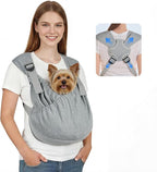 Supet Dog Sling Carrier for Pets, Adjustable Hands Free Front Chest Pouch | Reduces Back & Neck Pain Anti-Anxiety Backpack, 62% Cotton Blend Soft Bag, Fit Dog, Cat, Puppy (Grey Plus 11-21Lbs)