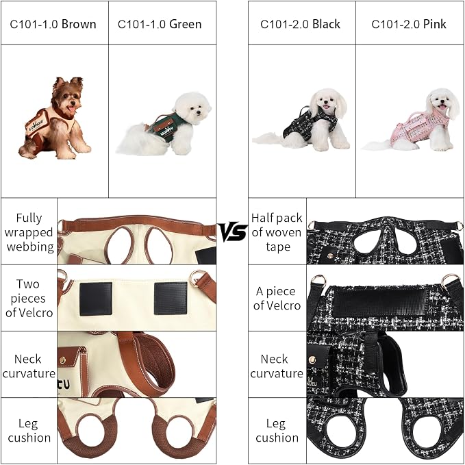 Wakytu Dog Lift Harness Dog Carrier Sling for Small Dogs & Cats,XS | stylish puppy sling carrier with handle & pocket,adjustable leash,walking & travel