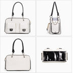 Pet Carrier Fashion Dog Carrier Purse Leather Tote Handbag Bag for Small Puppies Dogs Cat Small Animals Soft TSA Airline-Approved (White)
