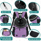 PetAmi Adjustable Cat & Dog Chest Carrier Backpack, Ventilated for Hiking & Camping, Max 15 lbs, Purple