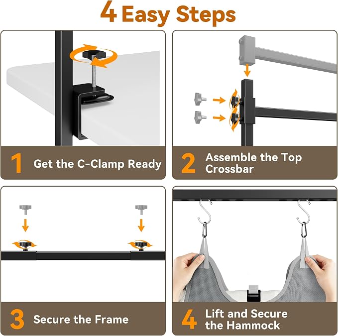 H Shape Dog Grooming Arm for Table, S Size Hammock, 42" H, 31-43" W | Heavy Duty, Adjustable Grooming Stand, Clamp Fits up to 2.76", with Hammock & 2 Nooses for Home Grooming & Nail Trimming
