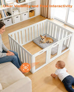 Acrylic Indoor for Dogs Playpen, 24" H 10 Panels DIY Puppy Playpen | Indoor & Outdoor Dog Playpen with Heavy Duty Door Lock, Easy-Assembly&Clean Door Pet Fence for Dogs Puppy,Cats,Rabbits,White