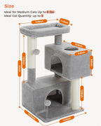 Small Cat Tree for Kittens, 32 in Cat Tower with 2 Cozy Condos | Multi-Level Cat Tree with Scratching Posts, Soft Padded Perch, 2 Dangling Toys