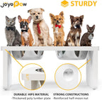 Elevated Dog Bowls, Waterproof Raised Dog Bowl for Medium Dogs, HIPS Poly Lumber Stand with 2 Stainless Steel Bowls, Indoor & Outdoor Use (7'' Tall-40 oz Bowl, White)
