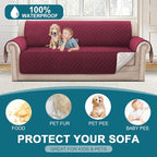 Turquoize 100% Waterproof Couch Cover Sofa Covers Washable Couch Covers for 3 Cushion Couch Pet Friendly Triple Non-Slip Couch Cover for Dogs Furniture Covers for Pets, Kids,Dog (Sofa 70", Burgundy)