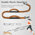 iYoShop Hands Free Dog Leash with Zipper Pouch, Dual Padded Handles and Durable Bungee for Walking, Jogging and Running Your Dog (Large, 25-120 lbs, Brown)