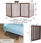 Dog Gate Indoor, Freestanding Dog Fence for The House, Doorways, Hallways,or Stairs,Pet Gate Foldable Wooden,Expandable 32" Height 4 Panels,Brown