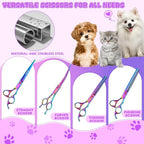 Professional Dog Grooming Scissors Set, 7 Inch/8 Inch Pet Grooming Scissors Chunkers Shears for Dog, Curved Dog Grooming Scissors, Thinning Shears for Dog with Grooming Comb | Pet Grooming Chunkers Shears for Dog, Curved Dog Grooming Scissors, Thinning...